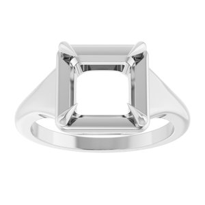 10K White Gold 7.5x7.5 mm Square Ring Mounting – image 6