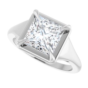 18K White Gold 7.5x7.5 mm Square Ring Mounting – image 8