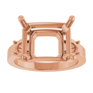 14K Rose Gold 13x11 mm Emerald Ring Mounting – image 6