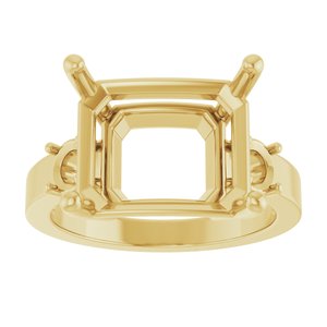 18K Yellow Gold 13x11 mm Emerald Ring Mounting – image 6