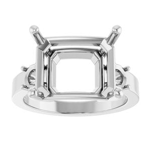 10K White Gold 13x11 mm Emerald Ring Mounting – image 6