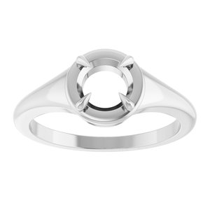 14K White Gold 6 mm Round Ring Mounting – image 6
