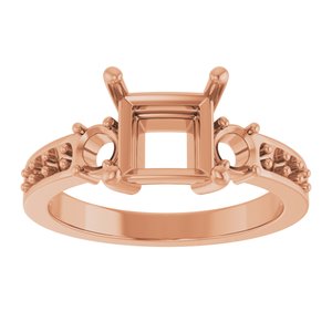 14K Rose Gold 6.5x6.5 mm Square Ring Mounting – image 6