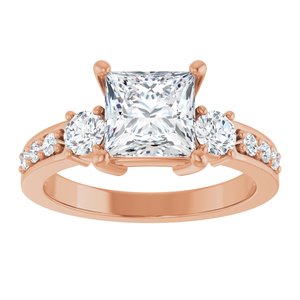 14K Rose Gold 6.5x6.5 mm Square Ring Mounting – image 5
