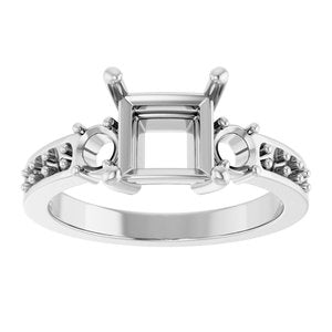 Sterling Silver 6.5x6.5 mm Square Ring Mounting – image 6