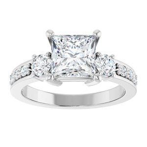 14K White Gold 6.5x6.5 mm Square Ring Mounting – image 5