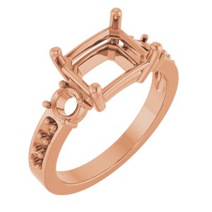 14K Rose Gold 9x7 mm Emerald Ring Mounting – image 2
