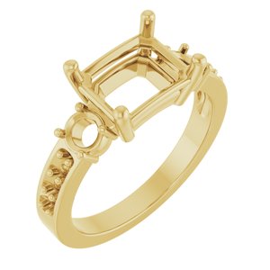 14K Yellow Gold 9x7 mm Emerald Ring Mounting – image 2