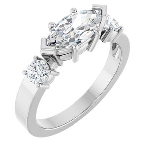 14K White Gold 10x5 mm Marquise Ring Mounting
