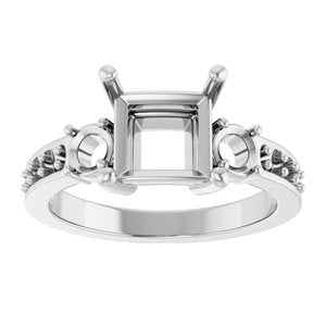 10K White Gold 7x7 mm Square Ring Mounting – image 6