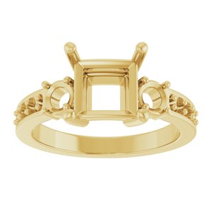 10K Yellow Gold 7x7 mm Square Ring Mounting – image 6