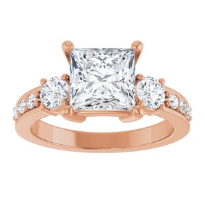 14K Rose Gold 7x7 mm Square Ring Mounting – image 5