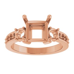 10K Rose Gold 7x7 mm Square Ring Mounting – image 6