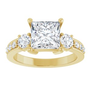 18K Yellow Gold 7x7 mm Square Ring Mounting – image 5