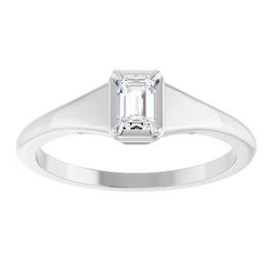 14K White Gold 4.5x3 mm Emerald Ring Mounting – image 5