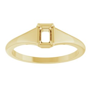 14K Yellow Gold 4.5x3 mm Emerald Ring Mounting – image 6