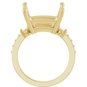 14K Yellow Gold 12x12 mm Square Ring Mounting – image 4