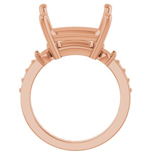 14K Rose Gold 12x12 mm Square Ring Mounting – image 4