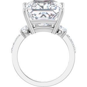 18K White Gold 12x12 mm Square Ring Mounting – image 3