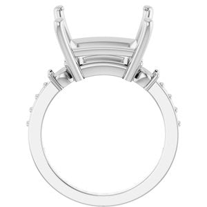 18K White Gold 12x12 mm Square Ring Mounting – image 4