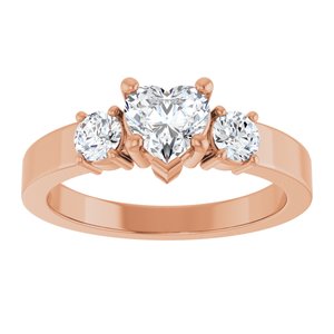 14K Rose Gold 5.5x5.5 mm Heart Ring Mounting – image 5