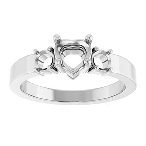 14K White Gold 5.5x5.5 mm Heart Ring Mounting – image 6