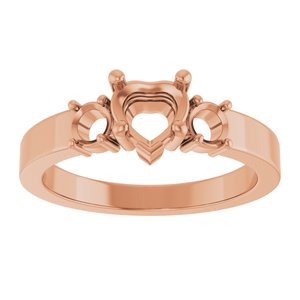 14K Rose Gold 5.5x5.5 mm Heart Ring Mounting – image 6