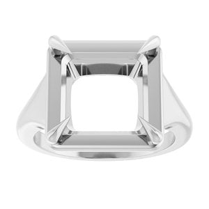 10K White Gold 10x10 mm Square Ring Mounting – image 6