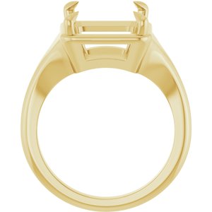 14K Yellow Gold 12x10 mm Emerald Ring Mounting – image 4