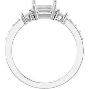 10K White Gold 6x4 mm Emerald Ring Mounting – image 4