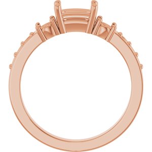 10K Rose Gold 6x4 mm Emerald Ring Mounting – image 4