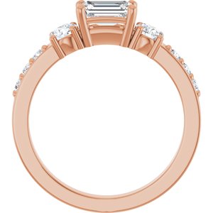 18K Rose Gold 6x4 mm Emerald Ring Mounting – image 3