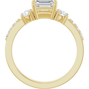 14K Yellow Gold 6x4 mm Emerald Ring Mounting – image 3