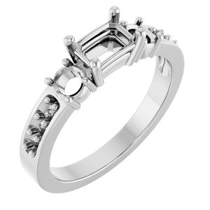 10K White Gold 6x4 mm Emerald Ring Mounting – image 2