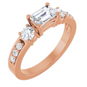 10K Rose Gold 6x4 mm Emerald Ring Mounting