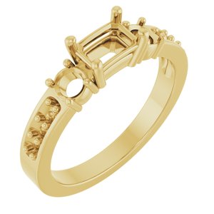18K Yellow Gold 6x4 mm Emerald Ring Mounting – image 2