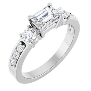 Platinum 6x4 mm Emerald Ring Mounting
