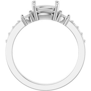 10K White Gold 7x5 mm Elongated Cushion Ring Mounting – image 4