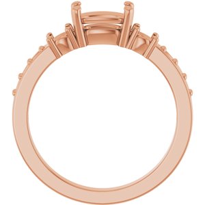 14K Rose Gold 7x5 mm Elongated Cushion Ring Mounting – image 4