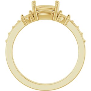 14K Yellow Gold 7x5 mm Elongated Cushion Ring Mounting – image 4