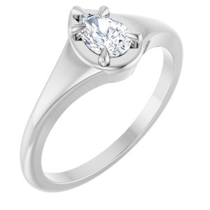 14K X1 White Gold 6x4 mm Pear Ring Mounting