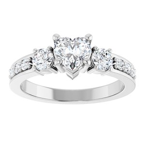 14K White Gold 5.5x5.5 mm Heart Ring Mounting – image 5