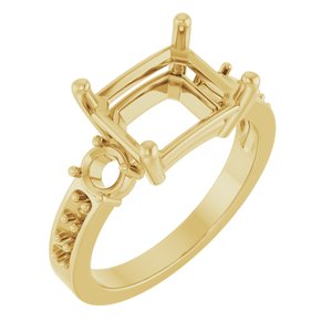 14K Yellow Gold 10x8 mm Emerald Ring Mounting – image 2