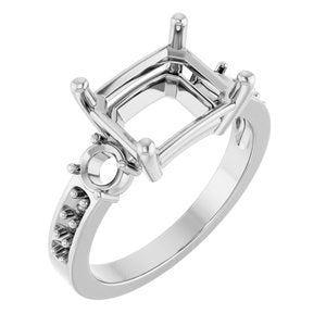 14K White Gold 10x8 mm Emerald Ring Mounting – image 2