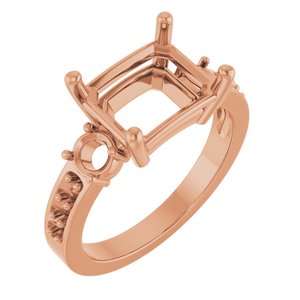 14K Rose Gold 10x8 mm Emerald Ring Mounting – image 2