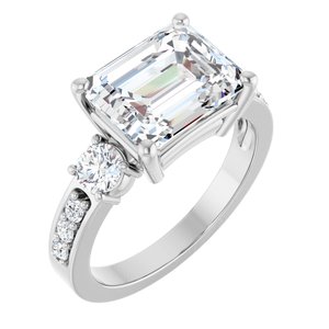 18K White Gold 10x8 mm Emerald Ring Mounting