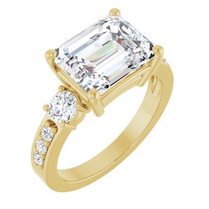 14K Yellow Gold 10x8 mm Emerald Ring Mounting