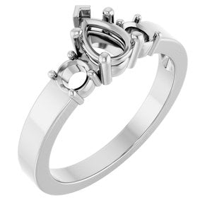 14K White Gold 6.5x4.5 mm Pear Ring Mounting – image 2