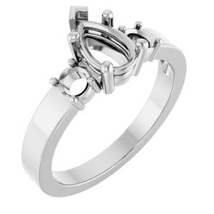 18K White Gold 8x5 mm Pear Ring Mounting – image 2