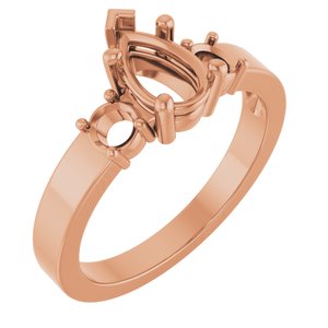 18K Rose Gold 8x5 mm Pear Ring Mounting – image 2